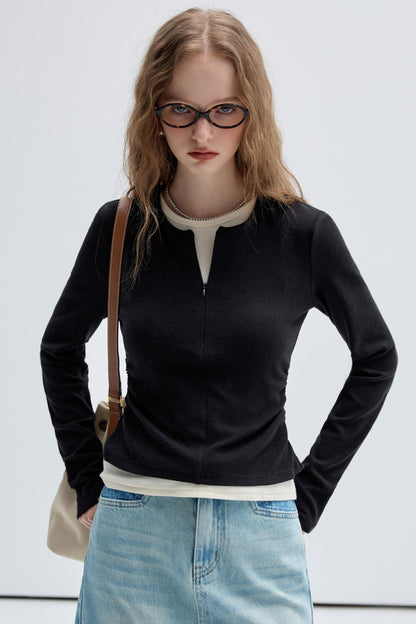 Slim Contrast Long Sleeve T-Shirt