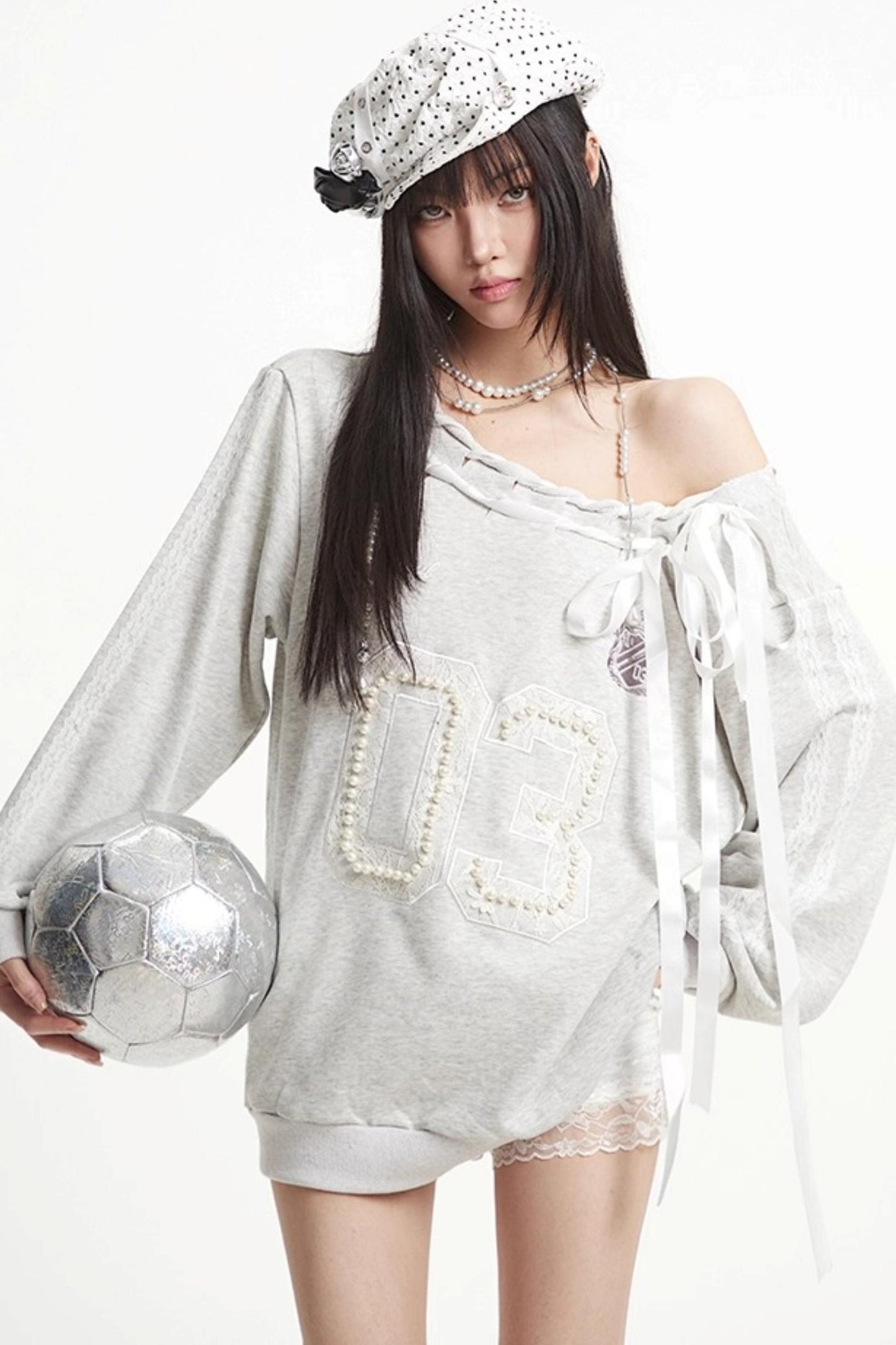 Slanted Shoulder Sweatshirt