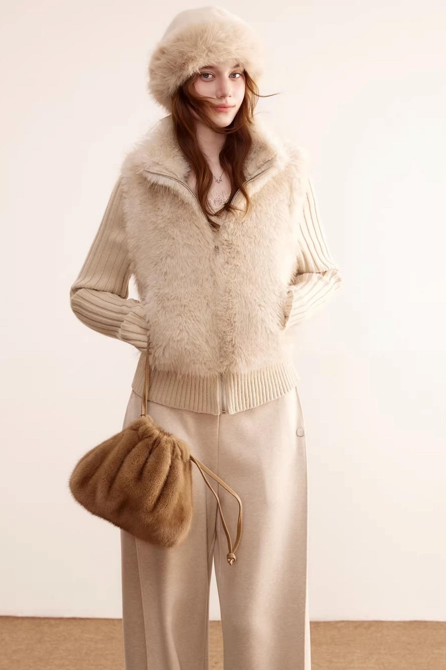 Detachable Sleeve Fur Coat