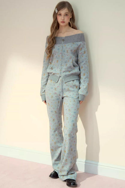 One-Shoulder Sweater With Trousers Set-Up