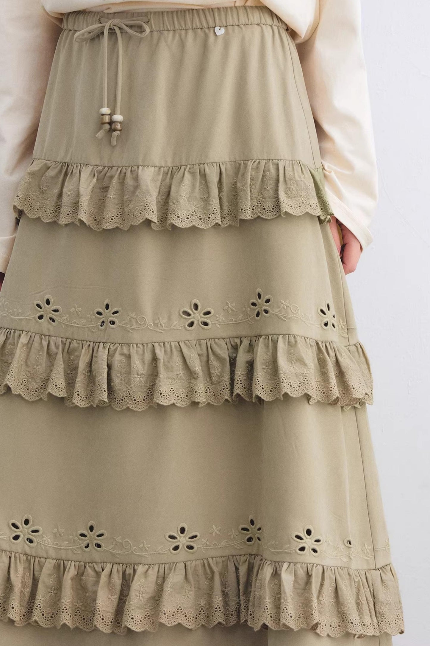 Vintage Lace Embroidery Skirt Set-Up