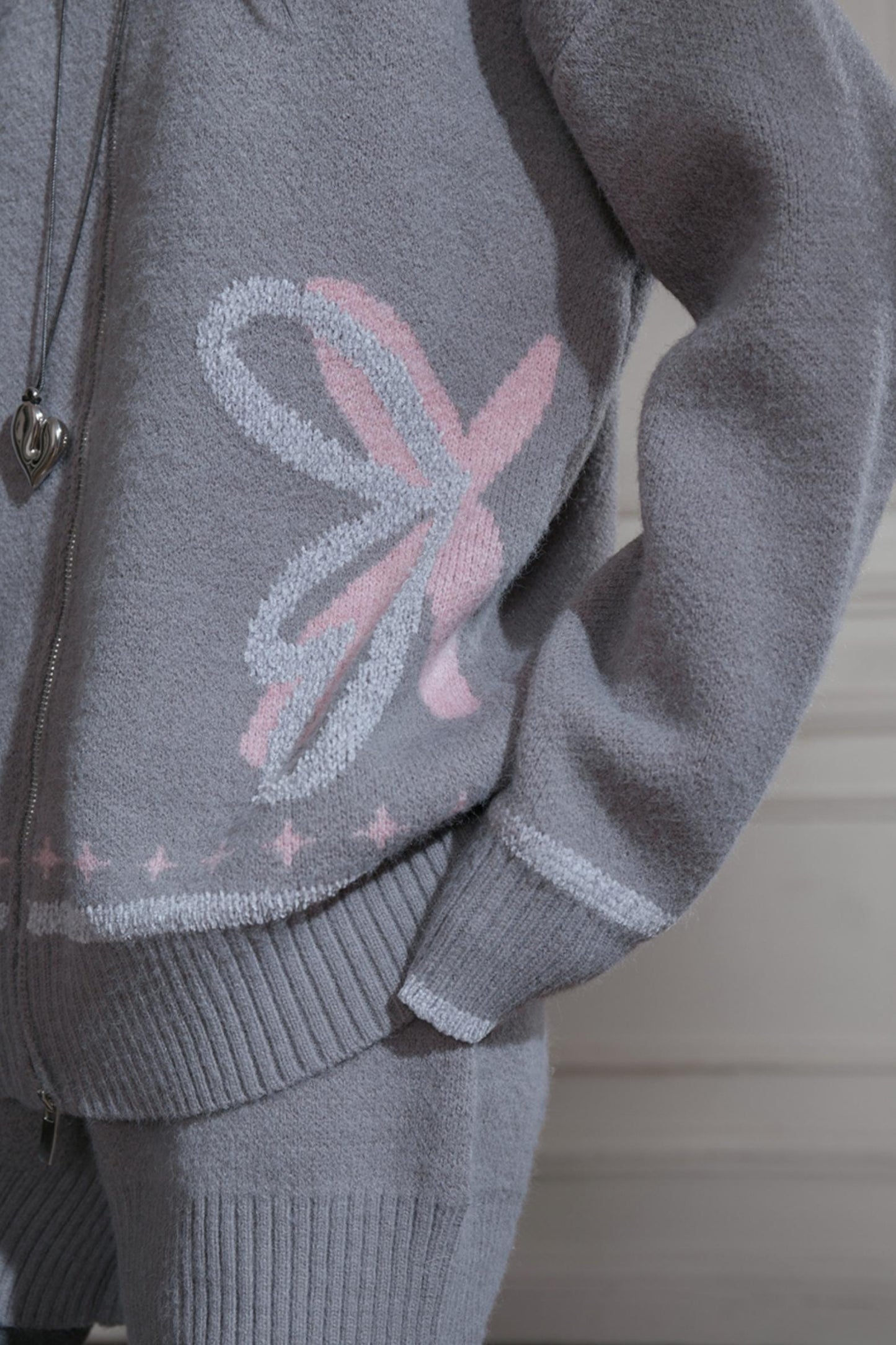 Cloud Gray Collar Knitwear Set