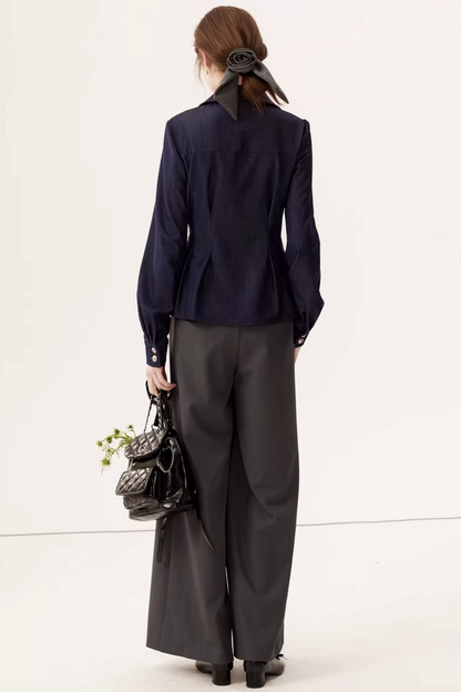 Vintage Faux Denim Blouse