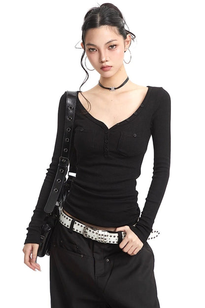 Slim Knit Long Sleeve Shirt