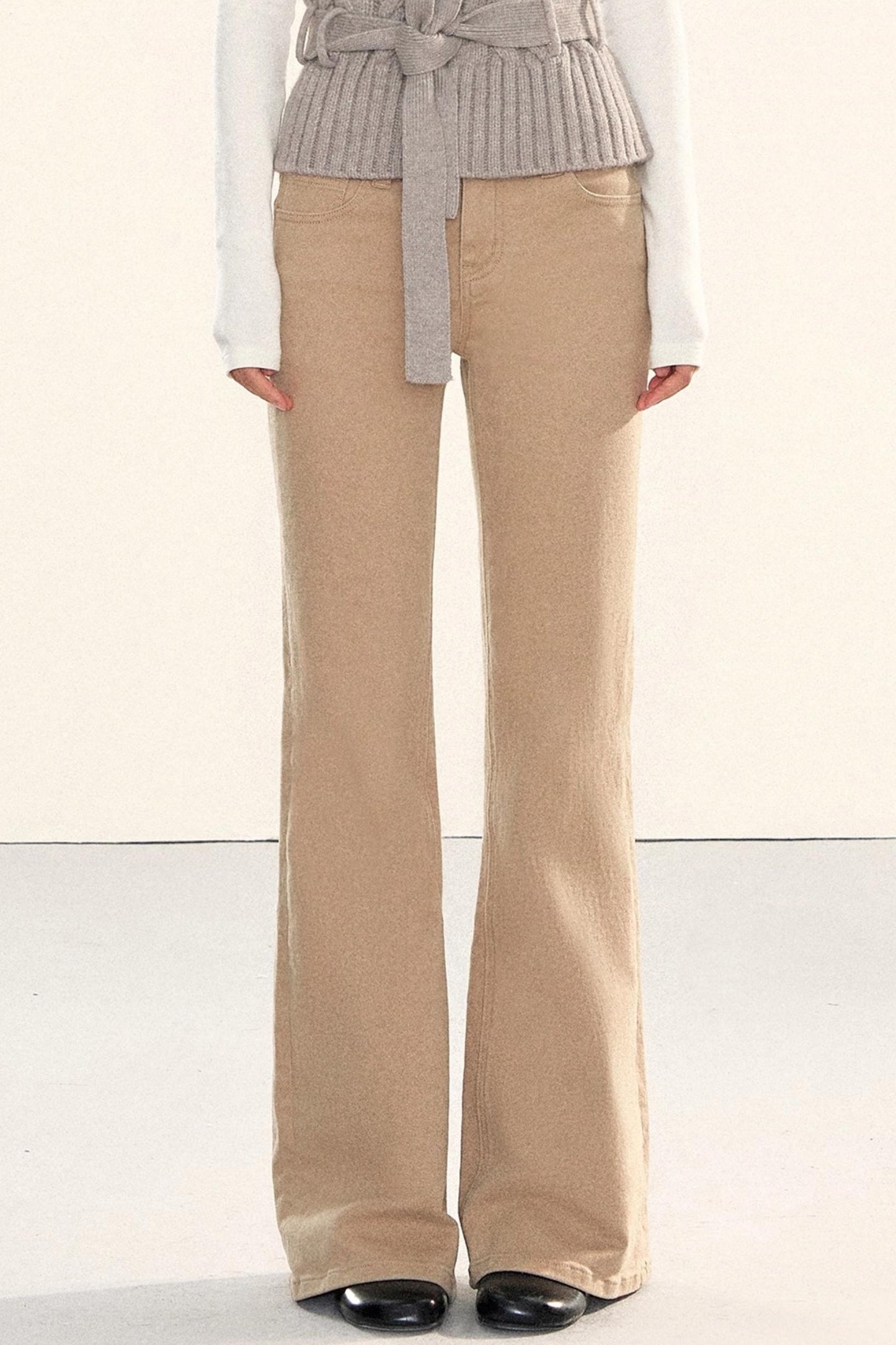 Washed Denim Flared Pants