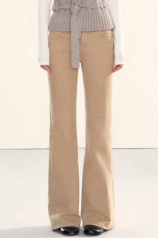 Washed Denim Flared Pants