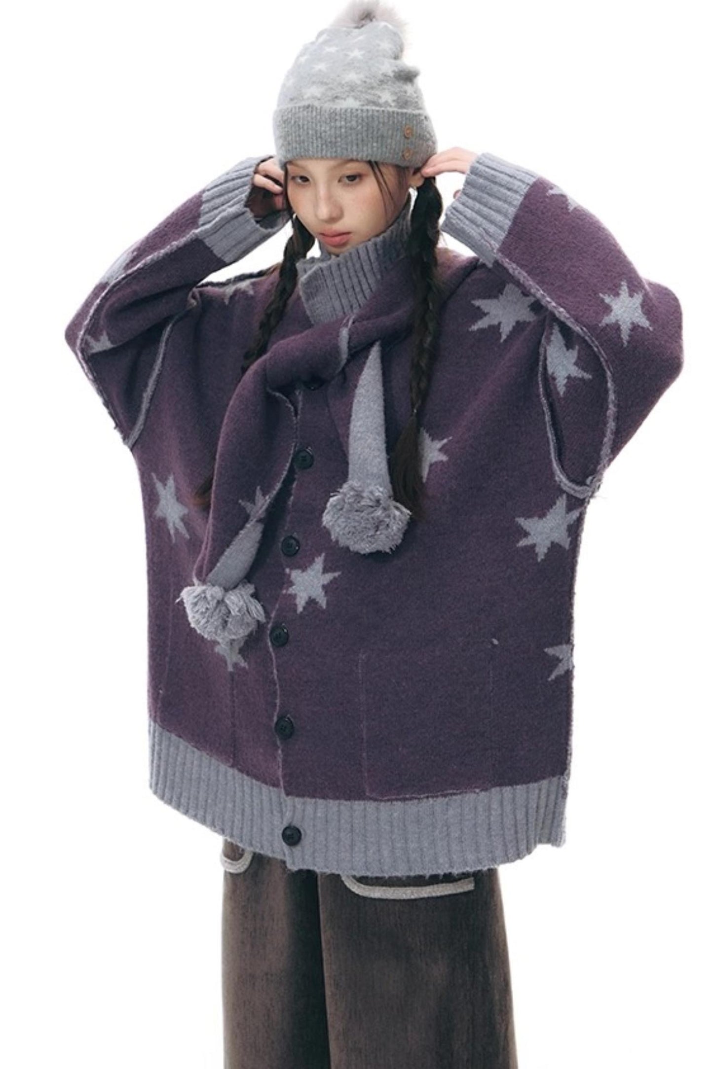Reversible Star Cardigan Sweater Jacket Set-Up