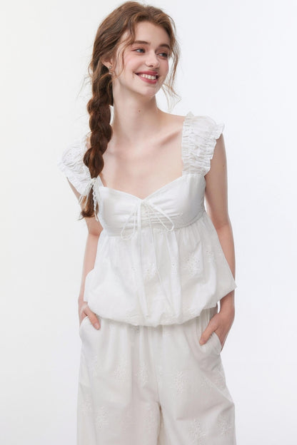 Skeleton V-Neck Ensemble Pants Set-Up