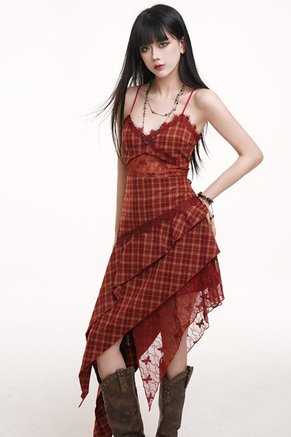 Pink Plaid Halter Dress