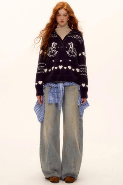 Retro Jacquard Knit Sweater