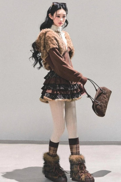 Maillard Poetry Plaid Skirt