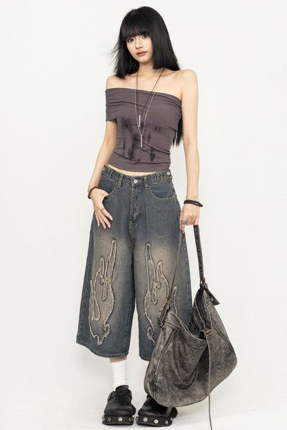 Denim Wide-Leg Trousers
