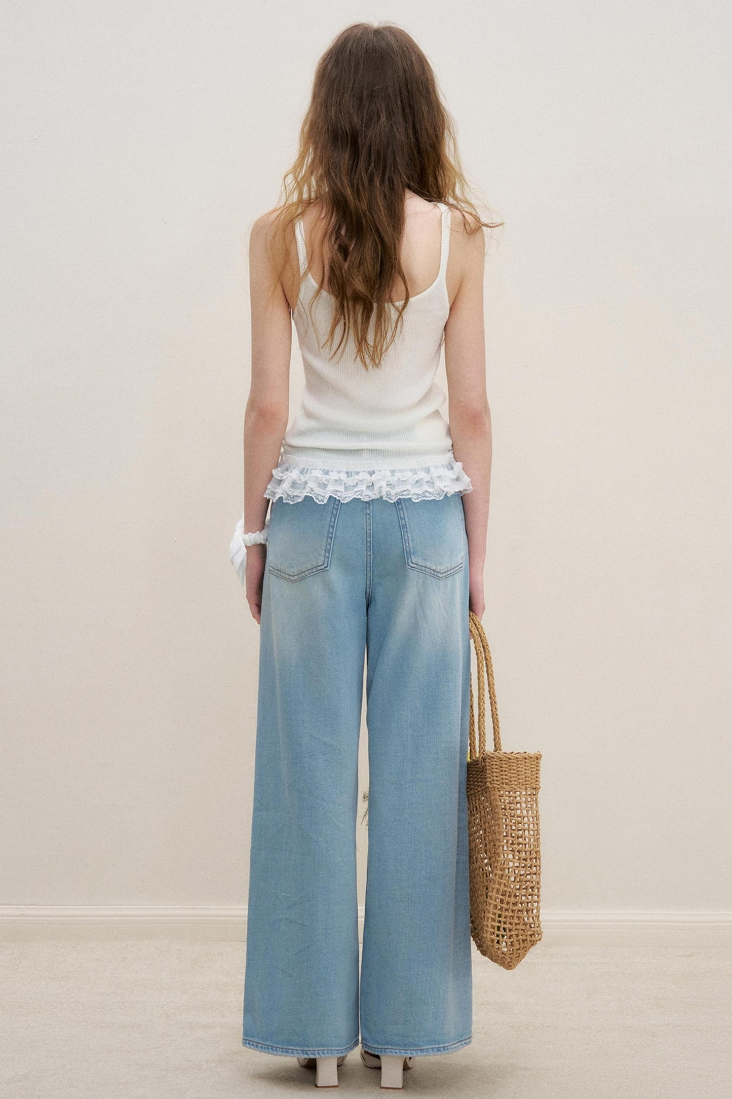High-Waist Denim Trousers