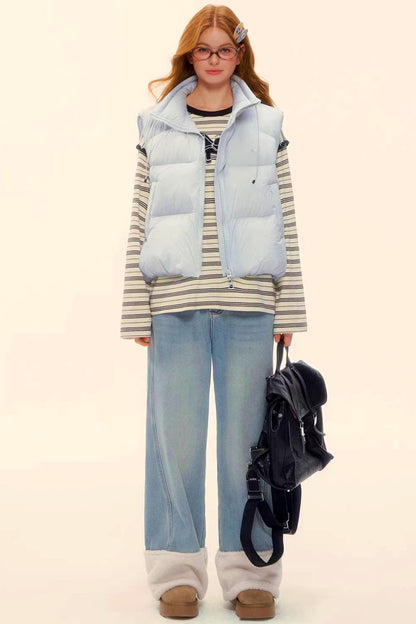 Wool Splicing Fleece-Lined Pants