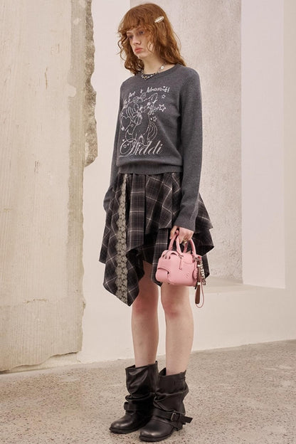 Rose Kitten Crew Neck Knitted Sweater