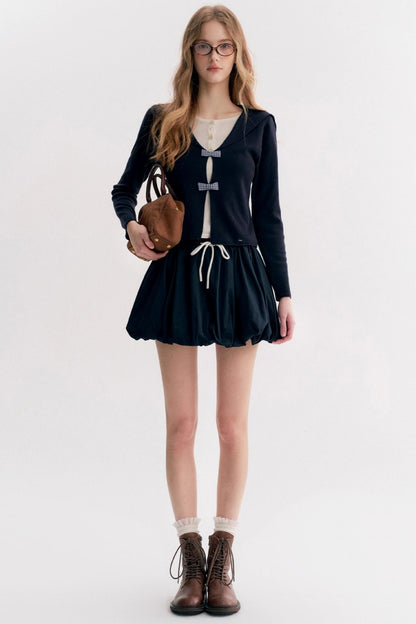 Navycore Check Knitted Cardigan