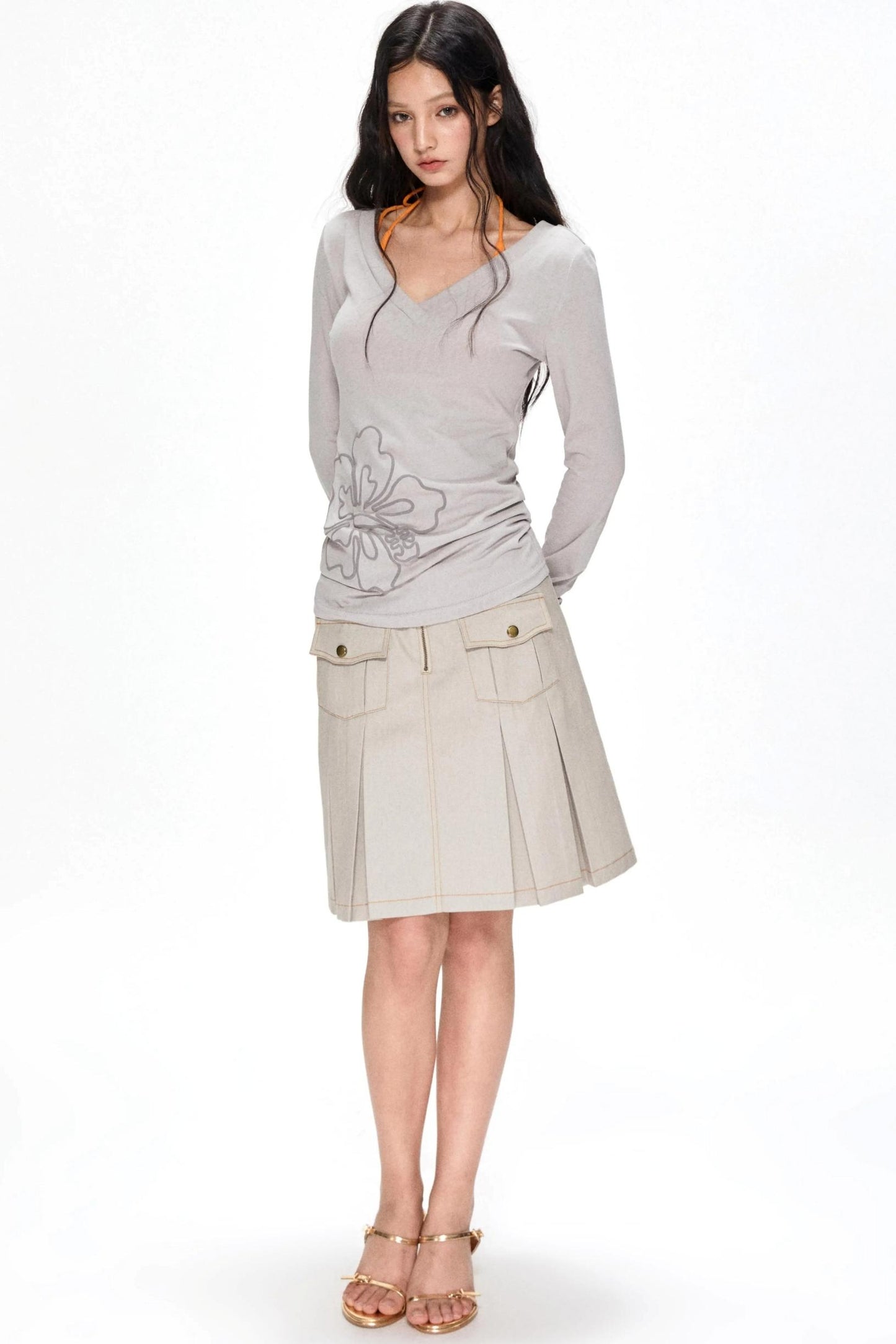 Vintage Pleated Midi Skirt