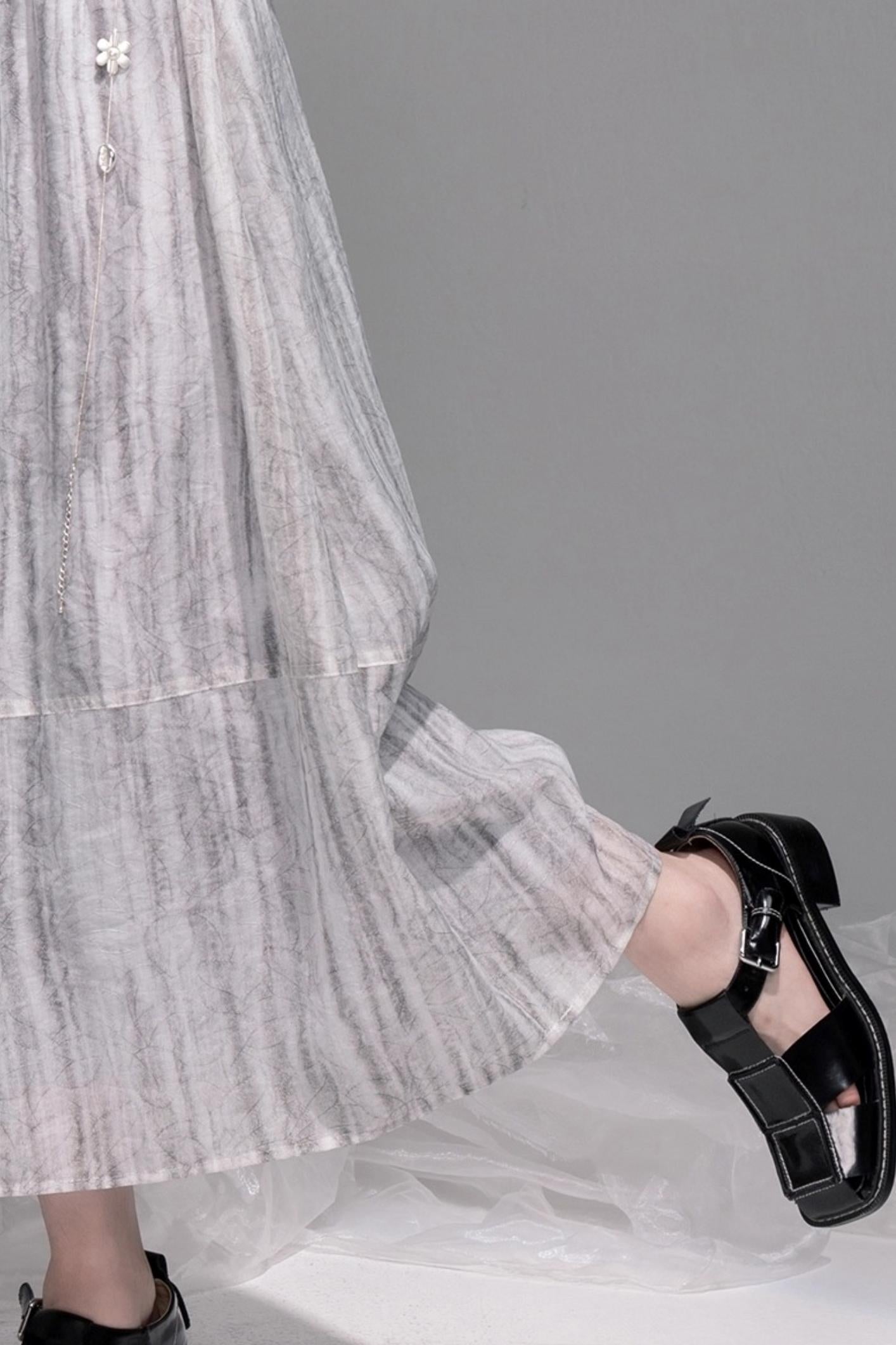 Smudge Art Sheer Print Skirt