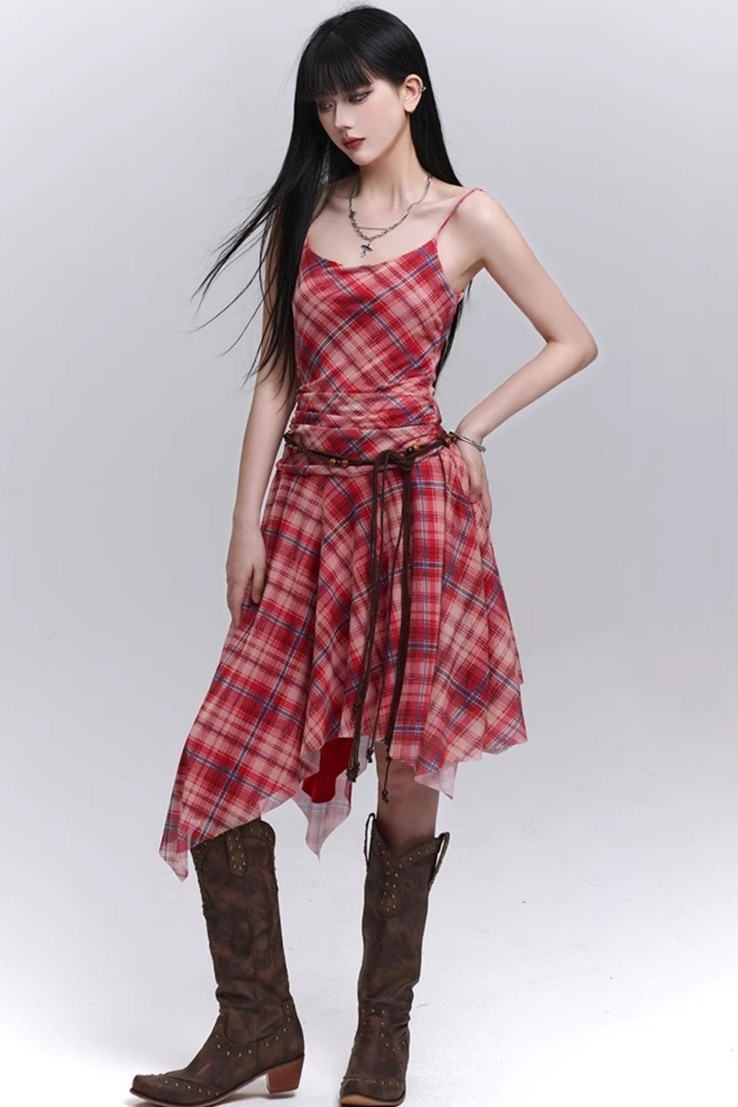 Plaid Halter Dress