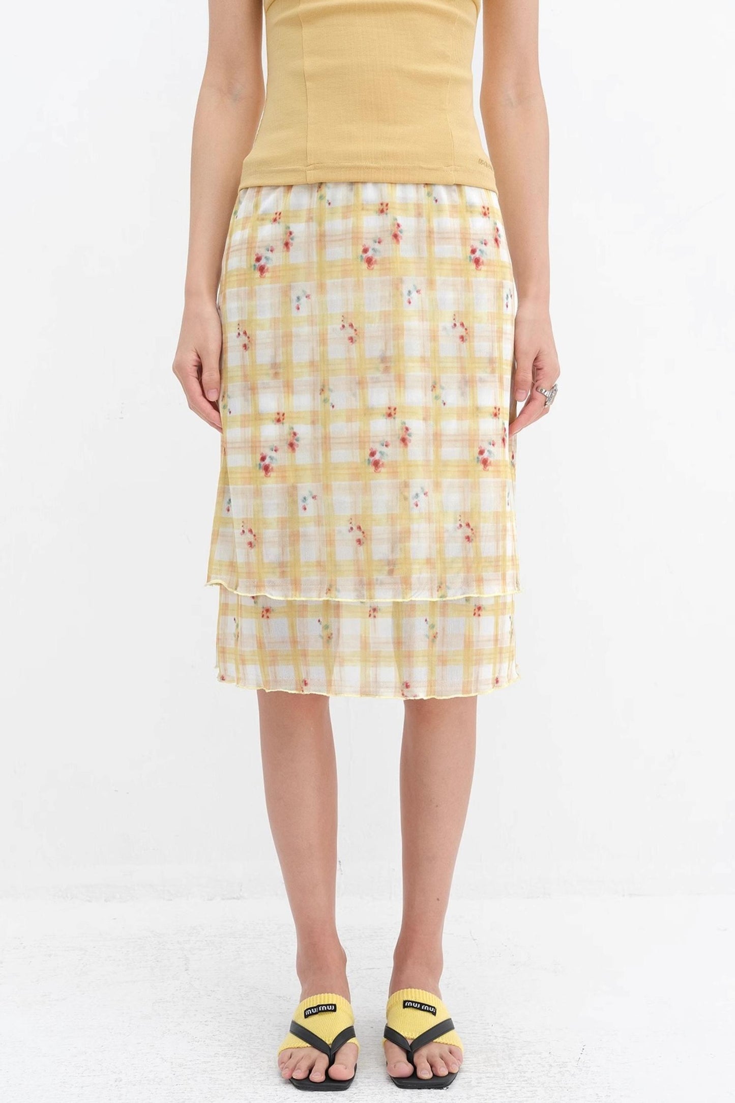 Vibrant Floral Mesh Skirt