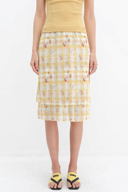 Vibrant Floral Mesh Skirt