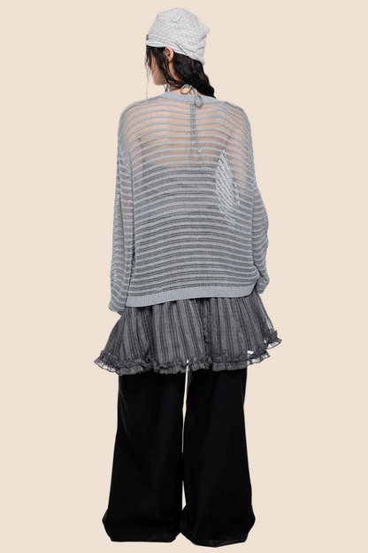 Blusa a righe con colletto e cut-out