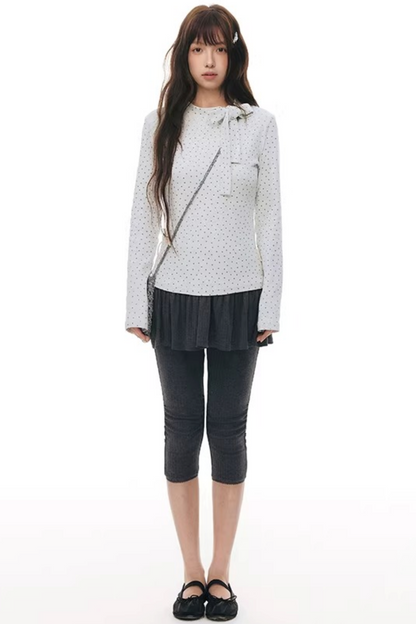 주름 크롭 스커트 셋업