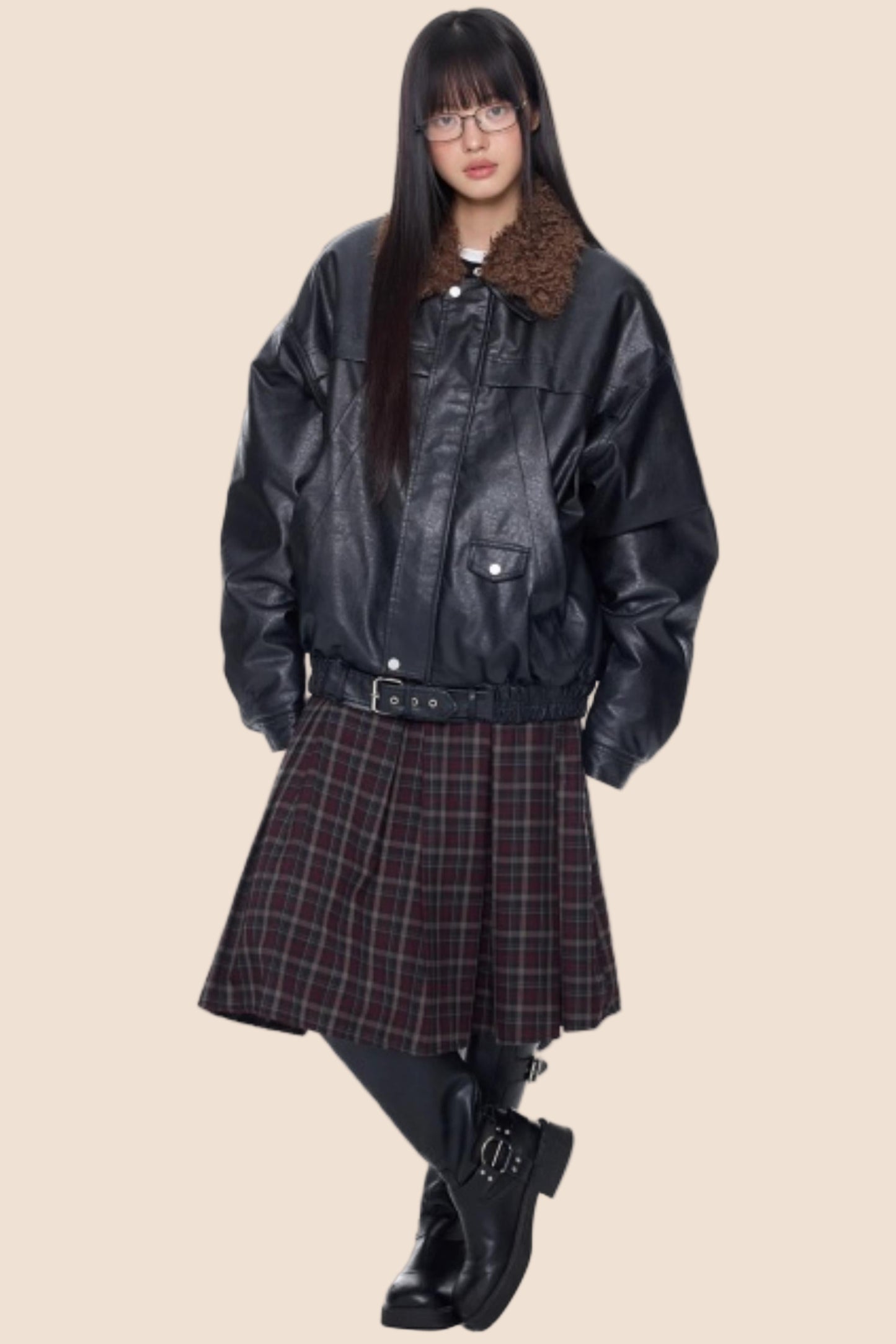 Fur Collar Leather Jacket