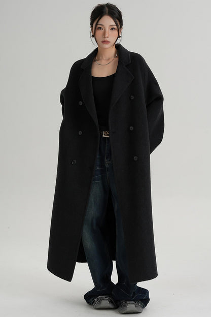 With Suit Collar Long Woolen Coat