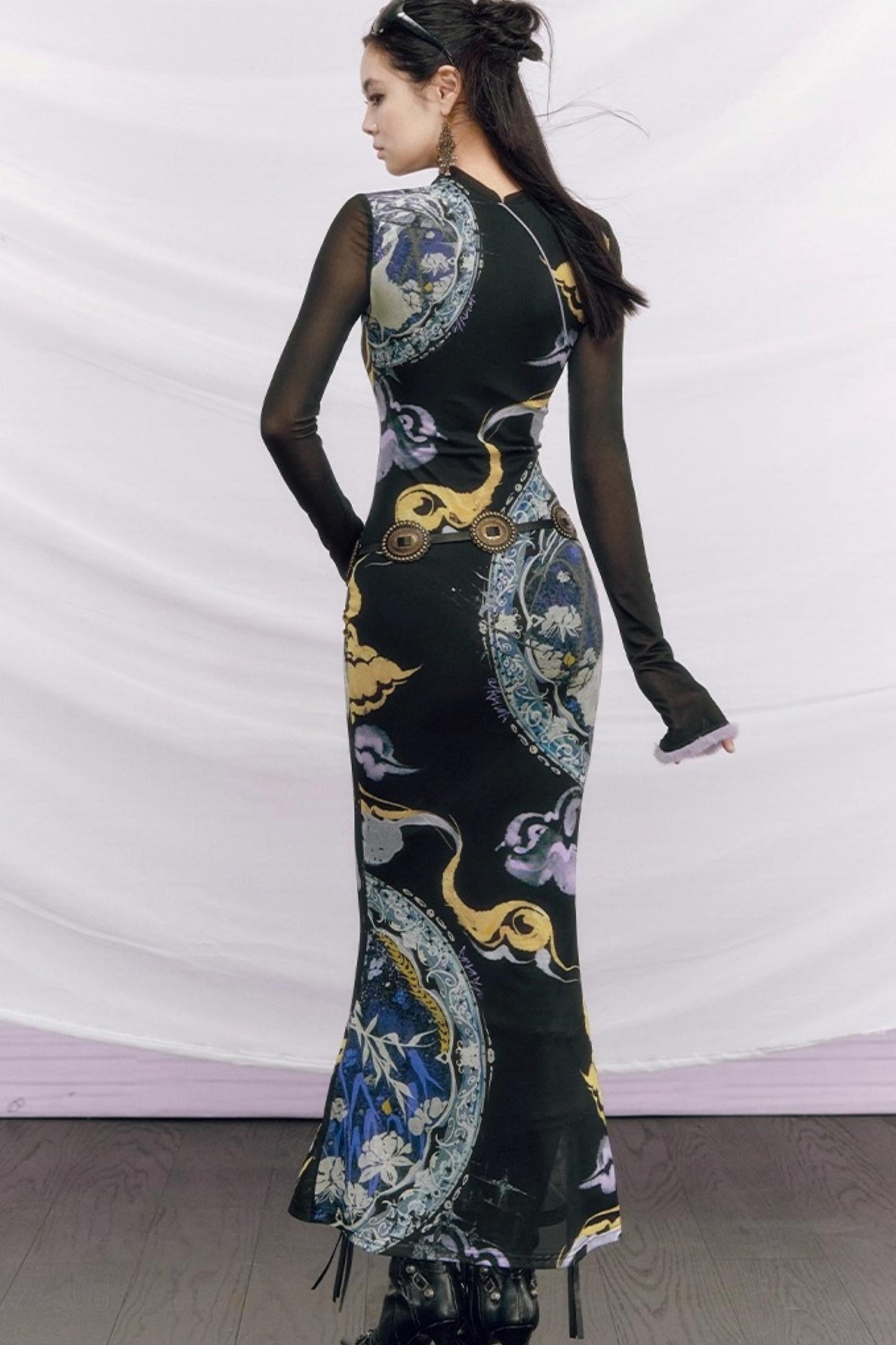 Hand-Painted Cheongsam Fishtail Dress