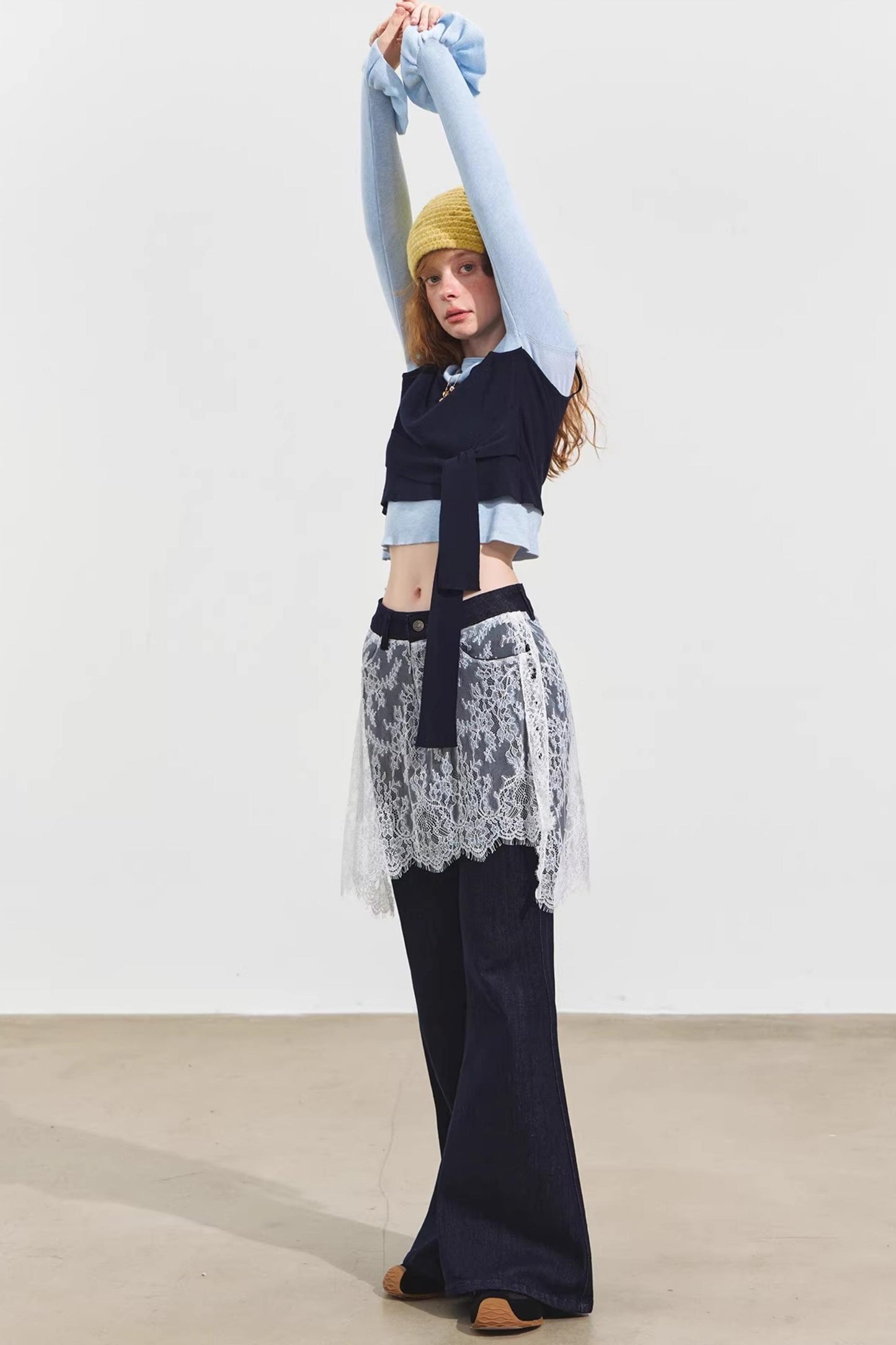 Plaid Collar Sweater Set-Up