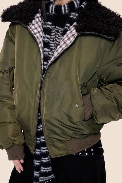 Furry Hooded Patchwork Jacket