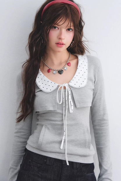 Polka Dot Lace Cardigan Set