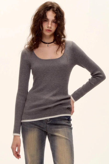 Color-Block Wool Top Set