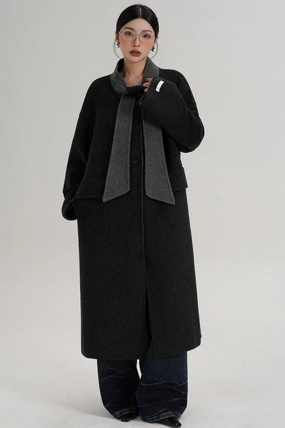 Reversible Contrast Wool Coat