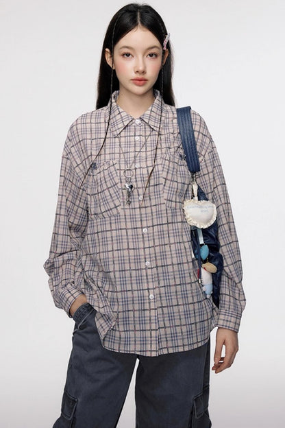 Vintage Bow Pocket Long-sleeved Shirt