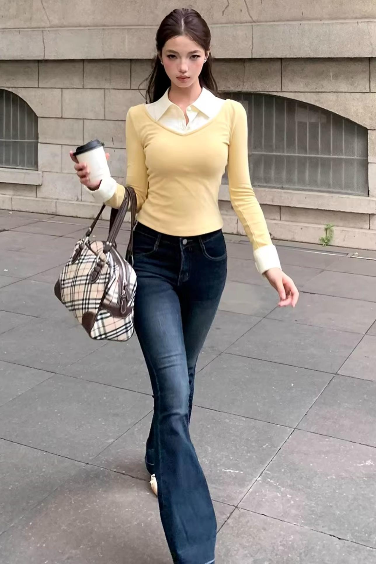 Fake Two Piece Knitted Top Skirt Set-Up