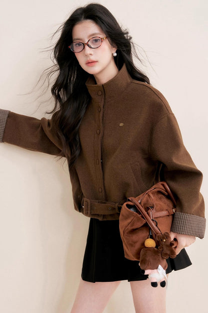 Caramel Check Woolen Jacket