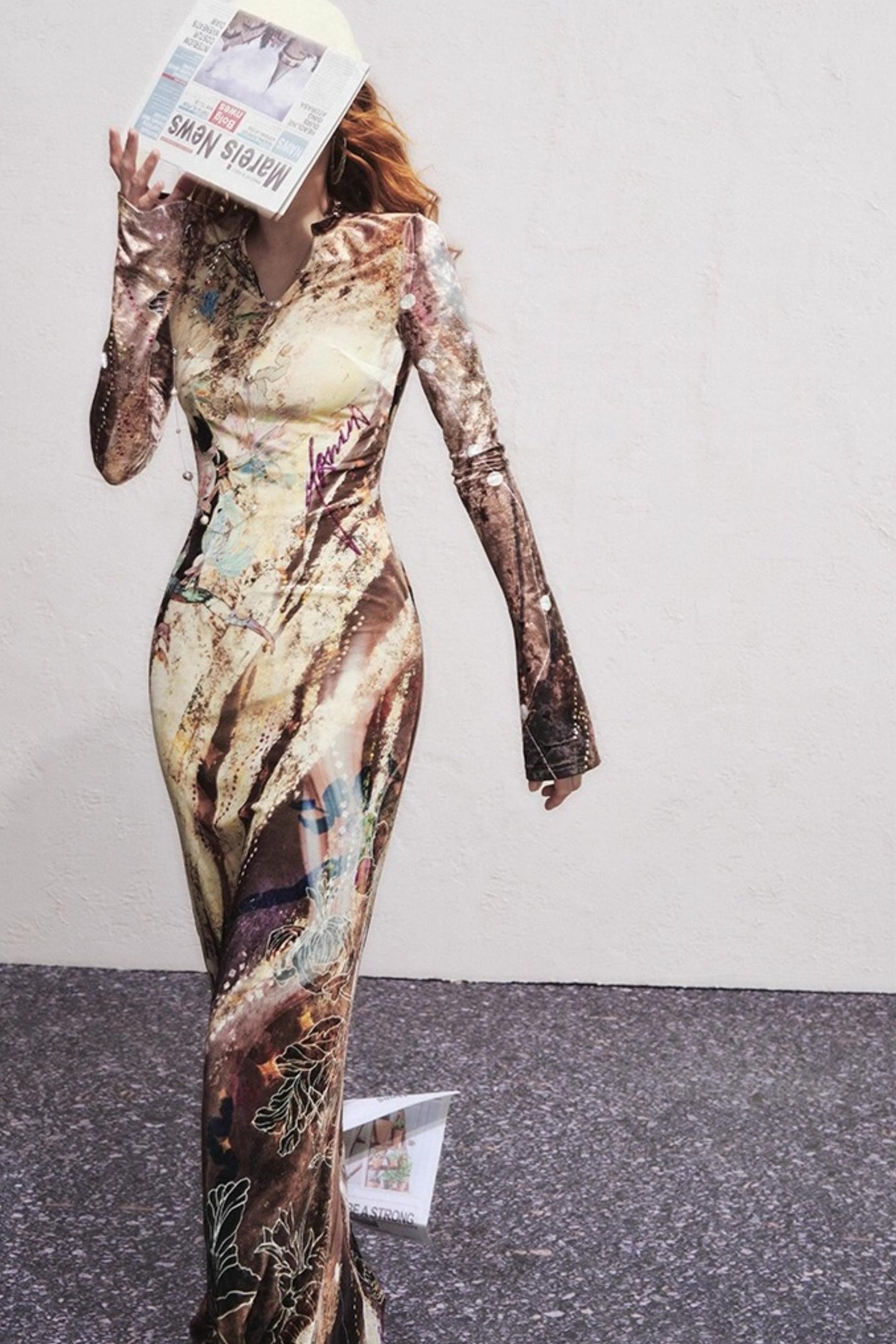 Velvet V-Neck Mermaid Dress