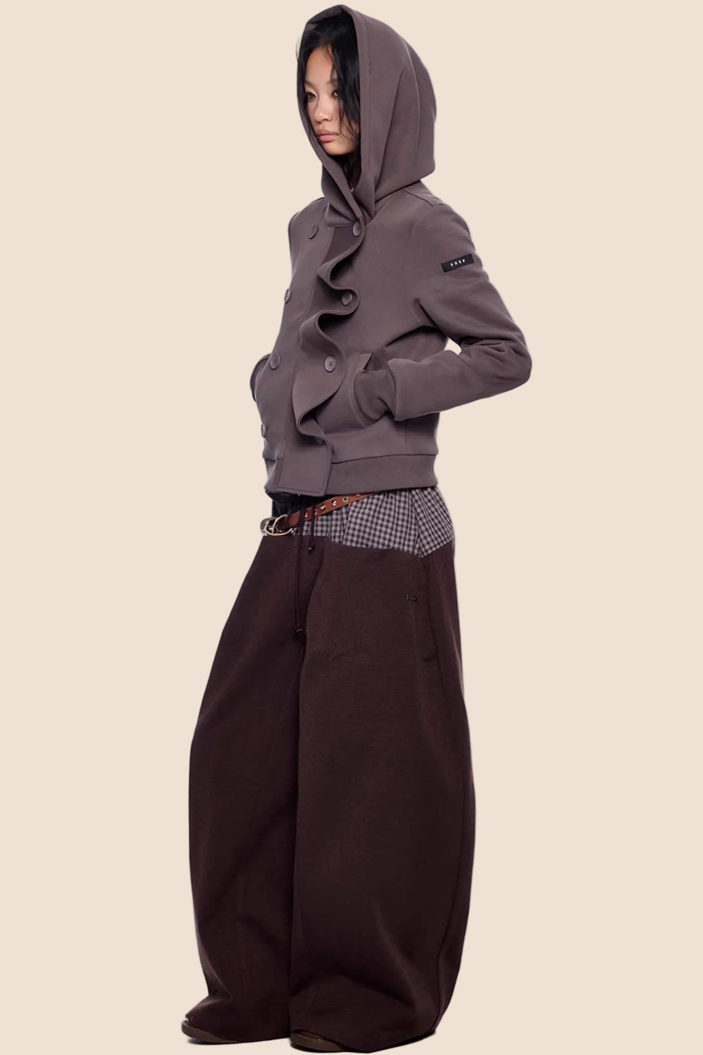 Gestreifter Dekonstruierter Kapuzenoberteil