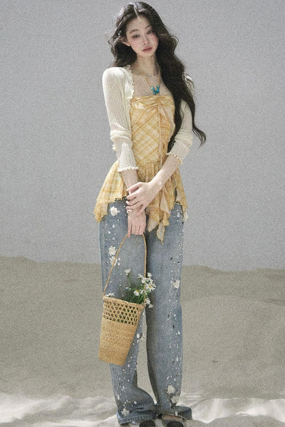 Starry Appliqué Denim Pants
