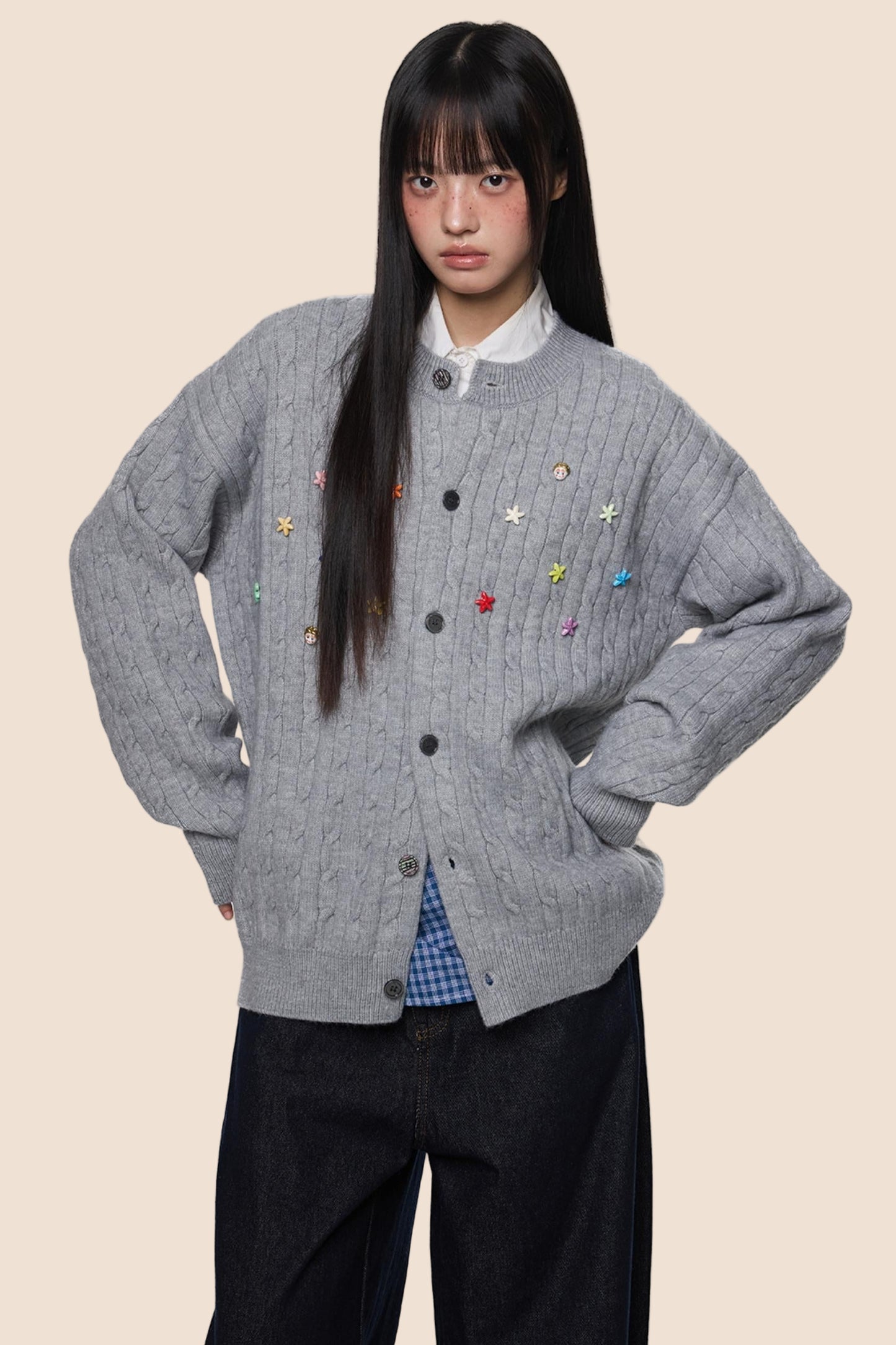 Studded Beaded Knit Cardigan