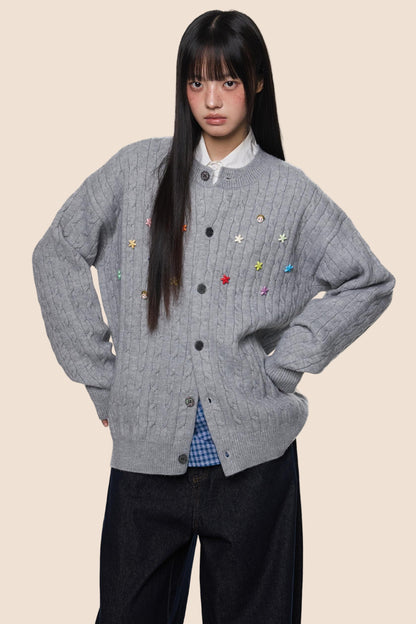 Studded Beaded Knit Cardigan