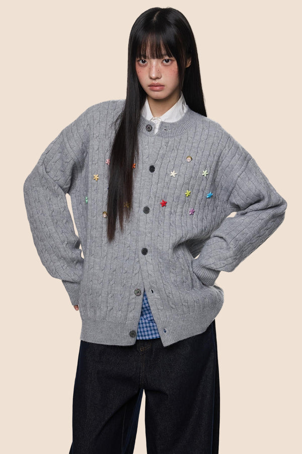 Studded Beaded Knit Cardigan