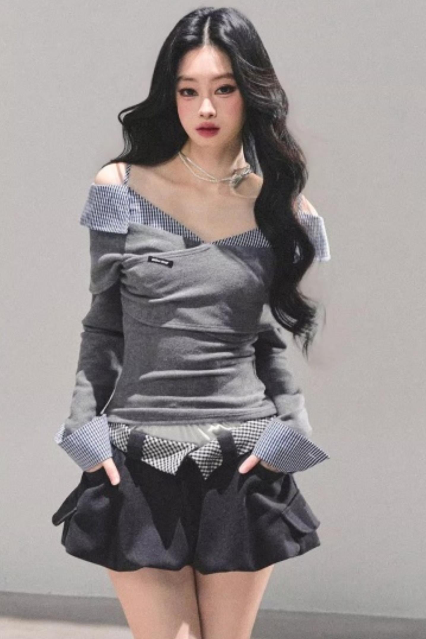 Plaid Floral A-Line Skirt