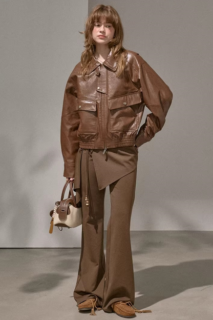 Patchwork Fleece-Lined Flared Pants