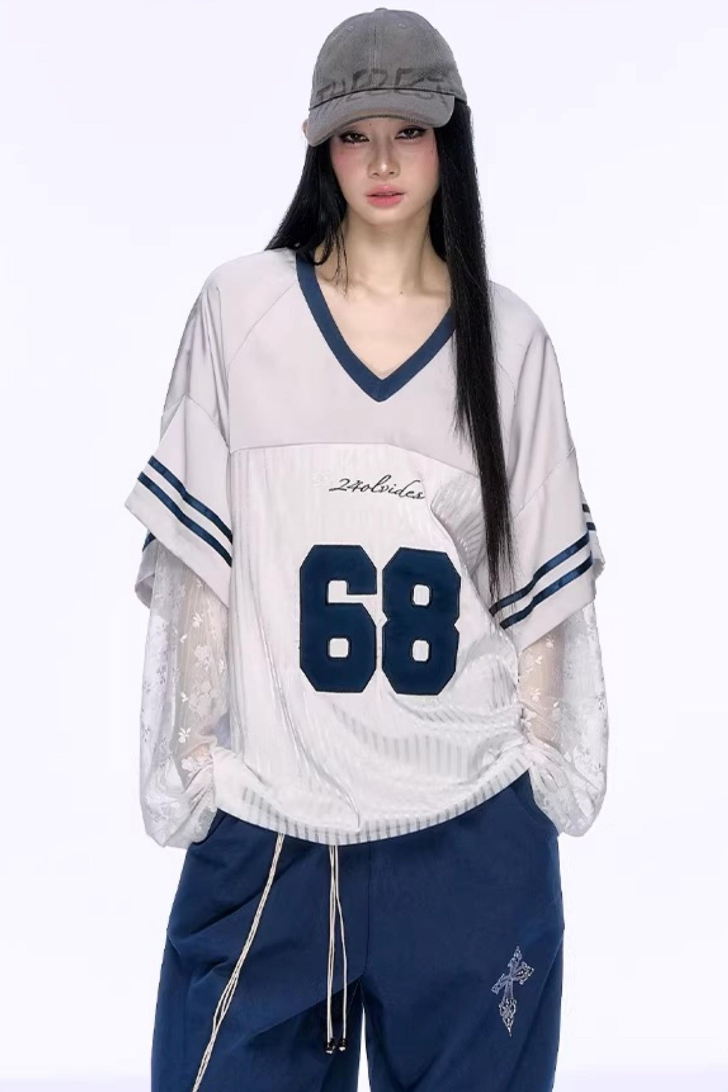 Heavy Embroidery Lace Jersey Top