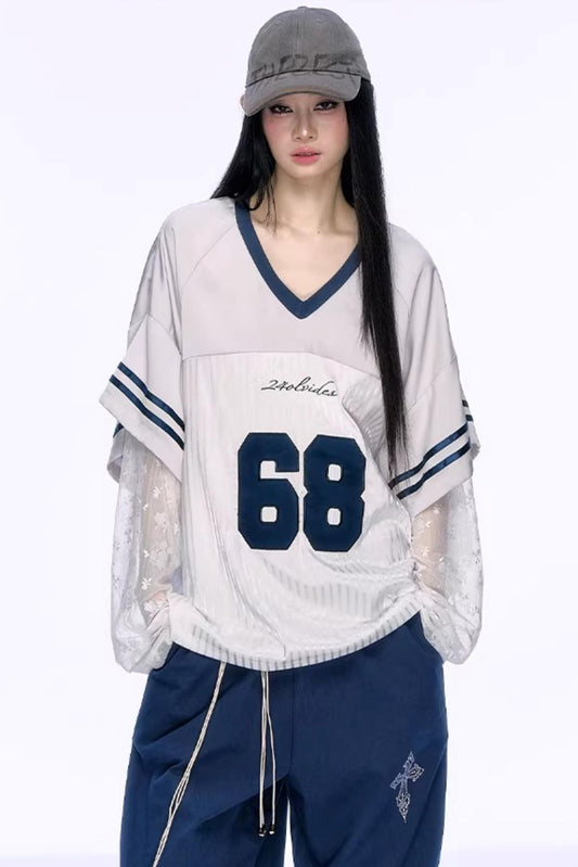 Heavy Embroidery Lace Jersey Top