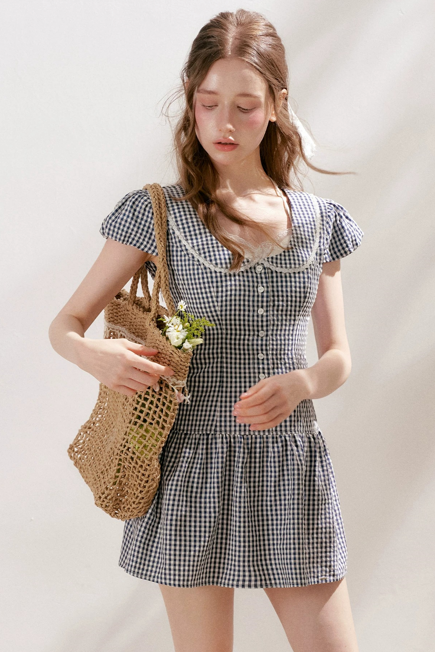 Lyocell French Lace Plaid Dress Set-Up