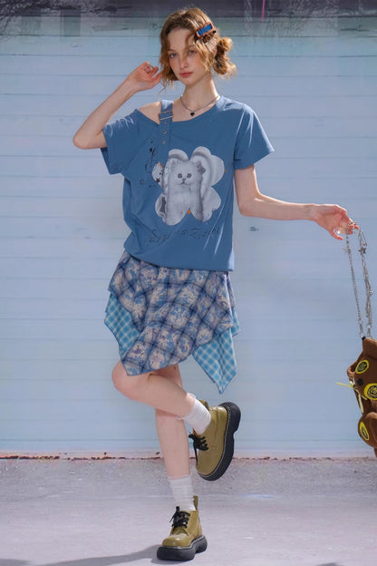 Summer Cat Off-The-Shoulder Top